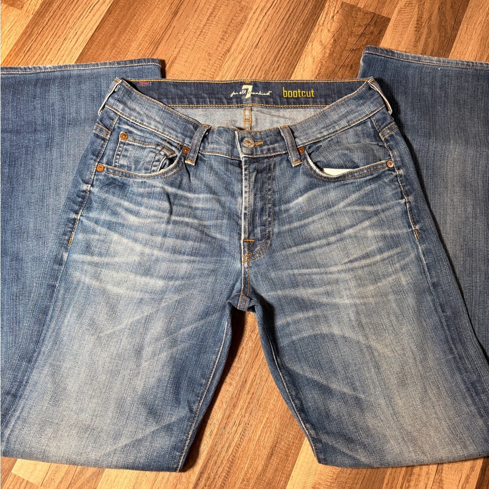 7 For All Mankind Faded Blue Bootcut Jeans